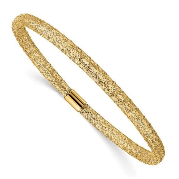 10K Gold Stretch Mesh Bracelet, Made in Italy - Picture 1 of 3